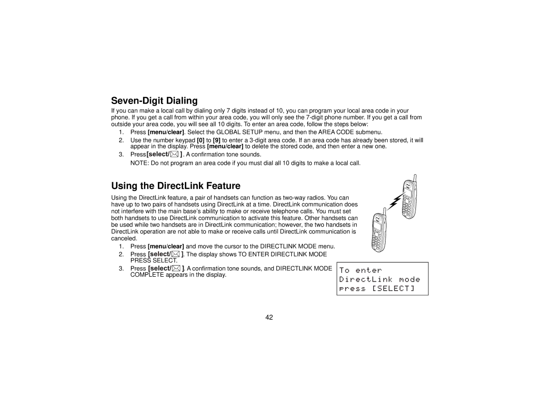 Uniden DCT7565 manual Seven-Digit Dialing, Using the DirectLink Feature 