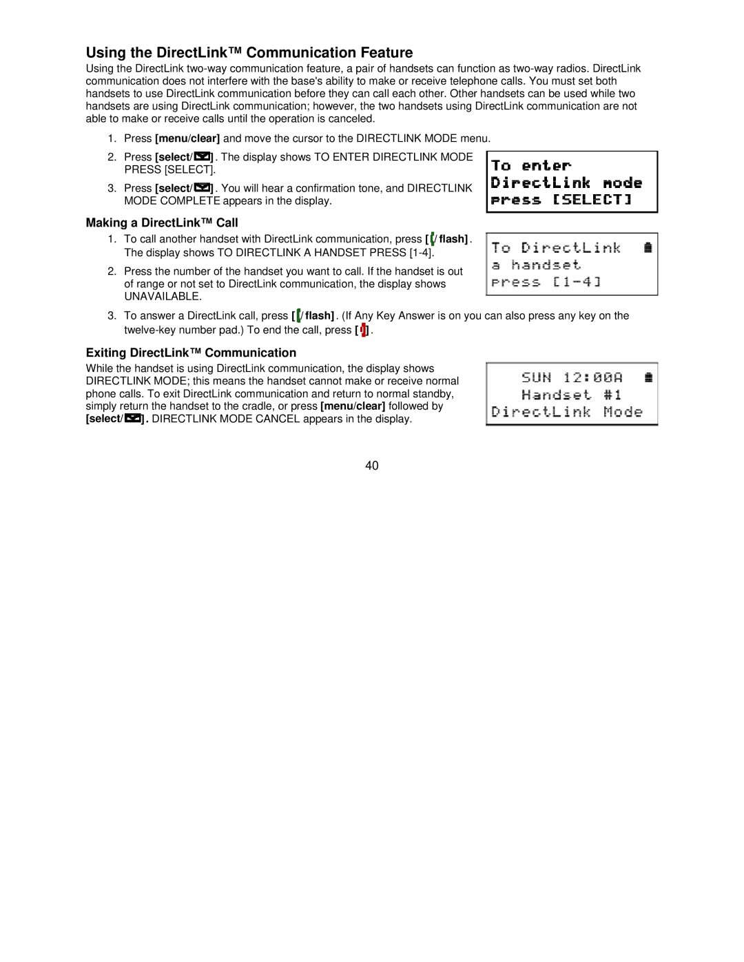 Uniden DCT7085 Using the DirectLink Communication Feature, Making a DirectLink Call, Exiting DirectLink Communication 