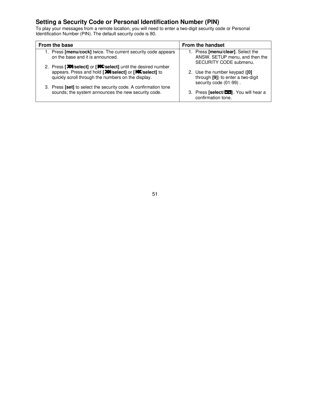 Uniden DCT7585, DCT7085 manual From the base From the handset 