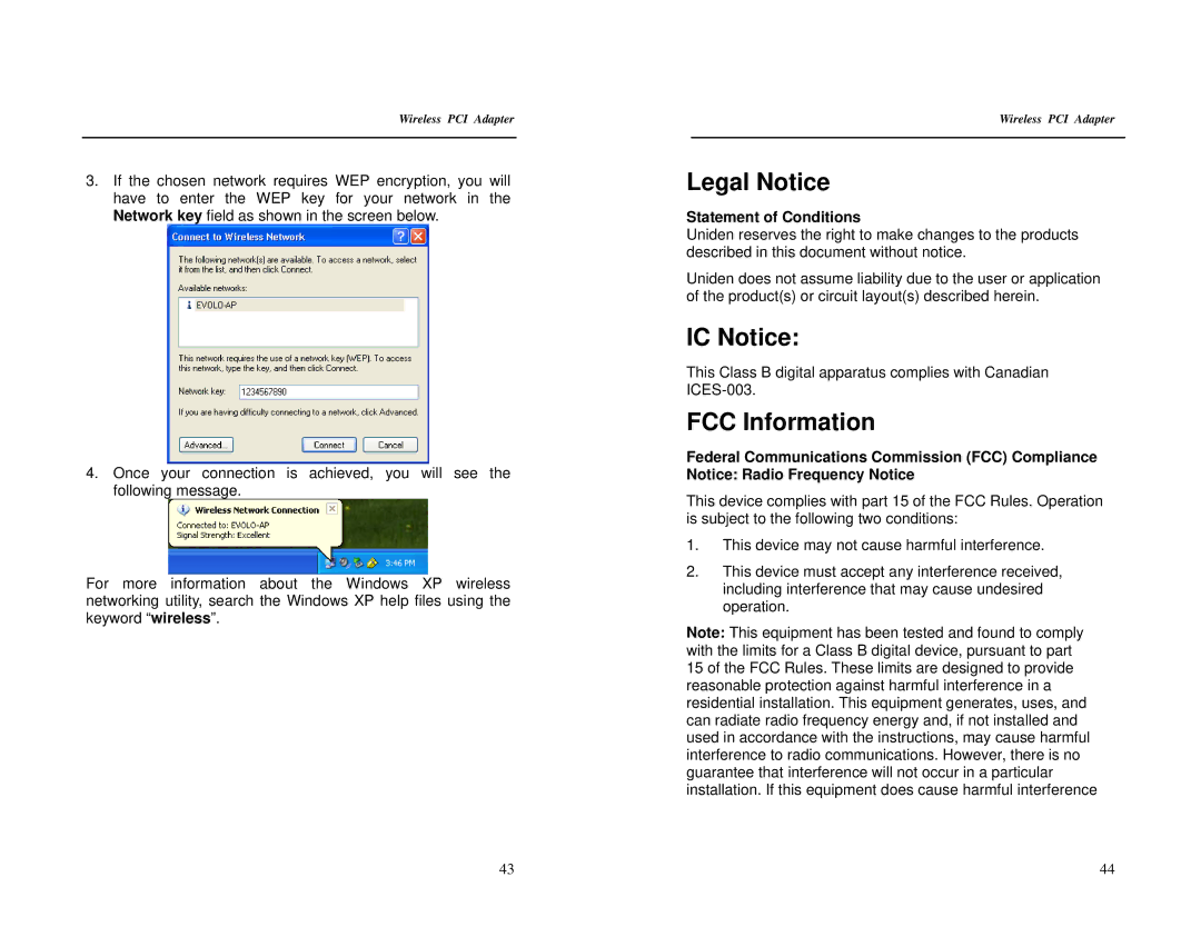 Uniden DCX200 warranty Legal Notice, IC Notice, FCC Information, Statement of Conditions 