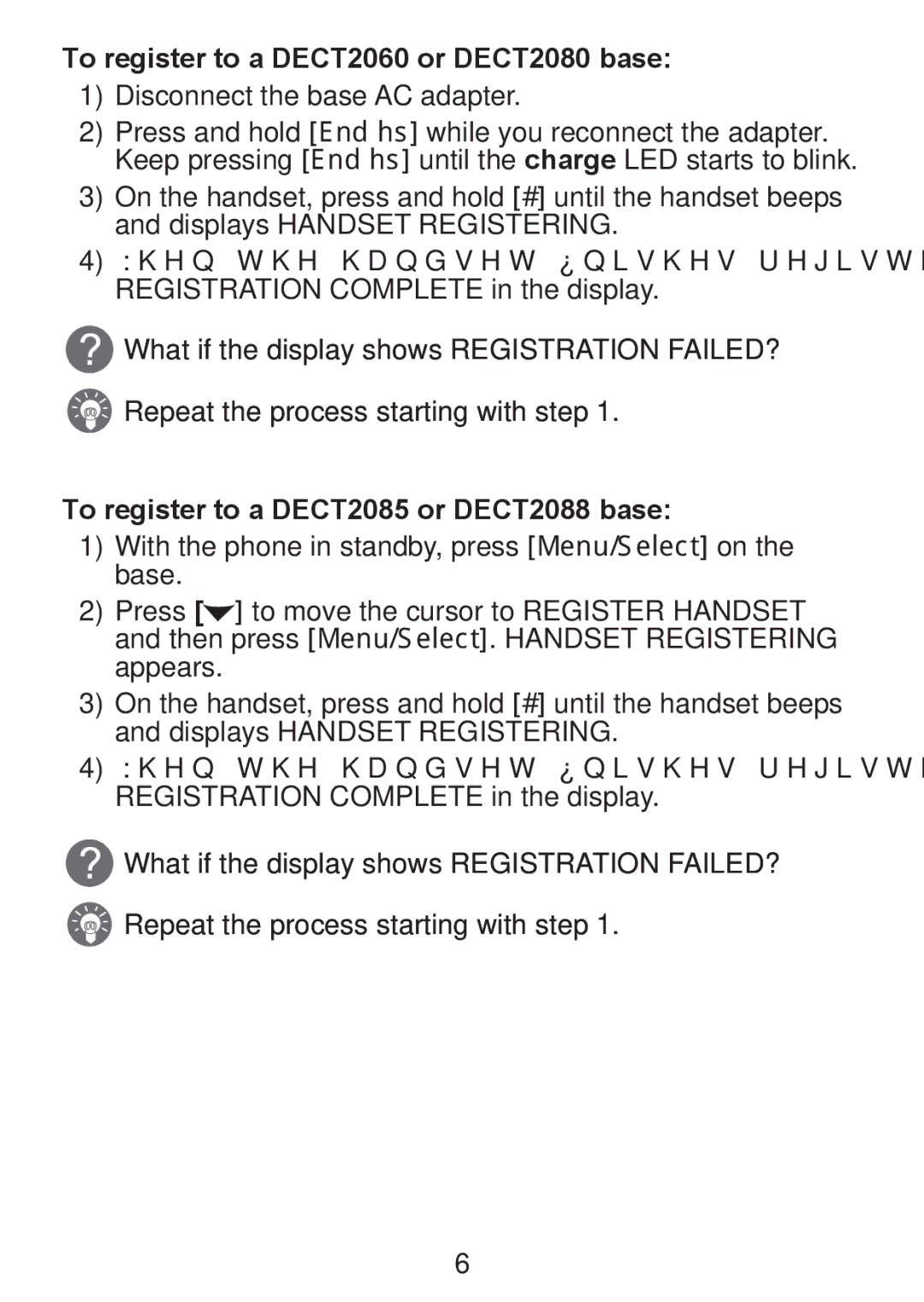 Uniden DCX300 Series manual To register to a DECT2085 or DECT2088 base 