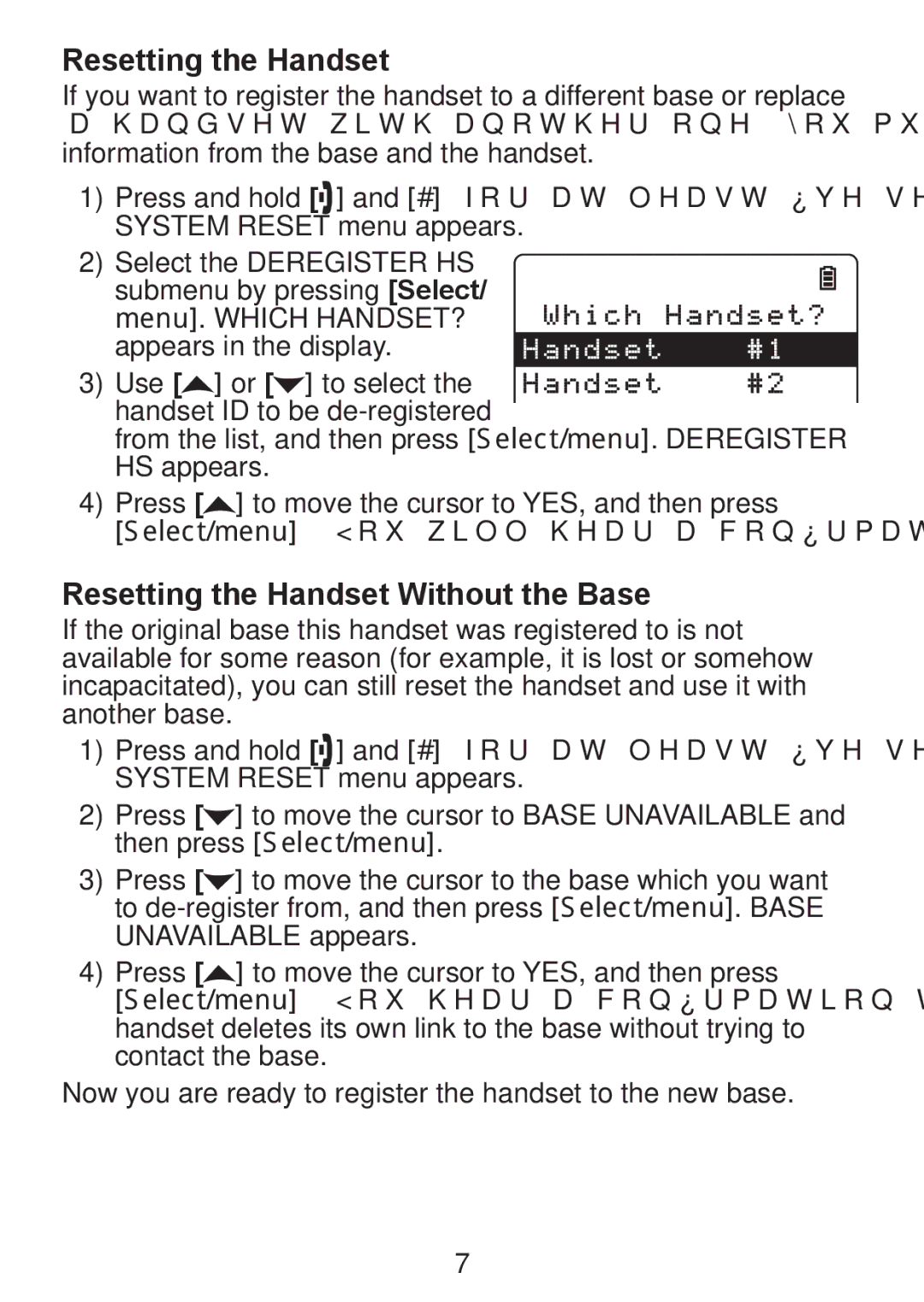 Uniden DCX300 Series manual Resetting the Handset Without the Base 