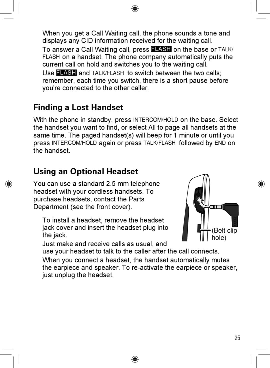 Uniden DECT4066-5, DCX400, DRX402, DECT4066-3, DECT4066-2, DECT4066-4 manual Finding a Lost Handset, Using an Optional Headset 