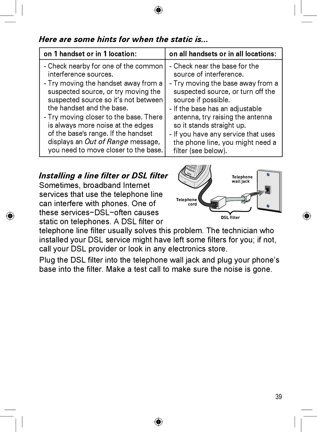 Uniden DRX402, DCX400, DECT4066-3, DECT4066-5 manual Here are some hints for when the static is, On 1 handset or in 1 location 