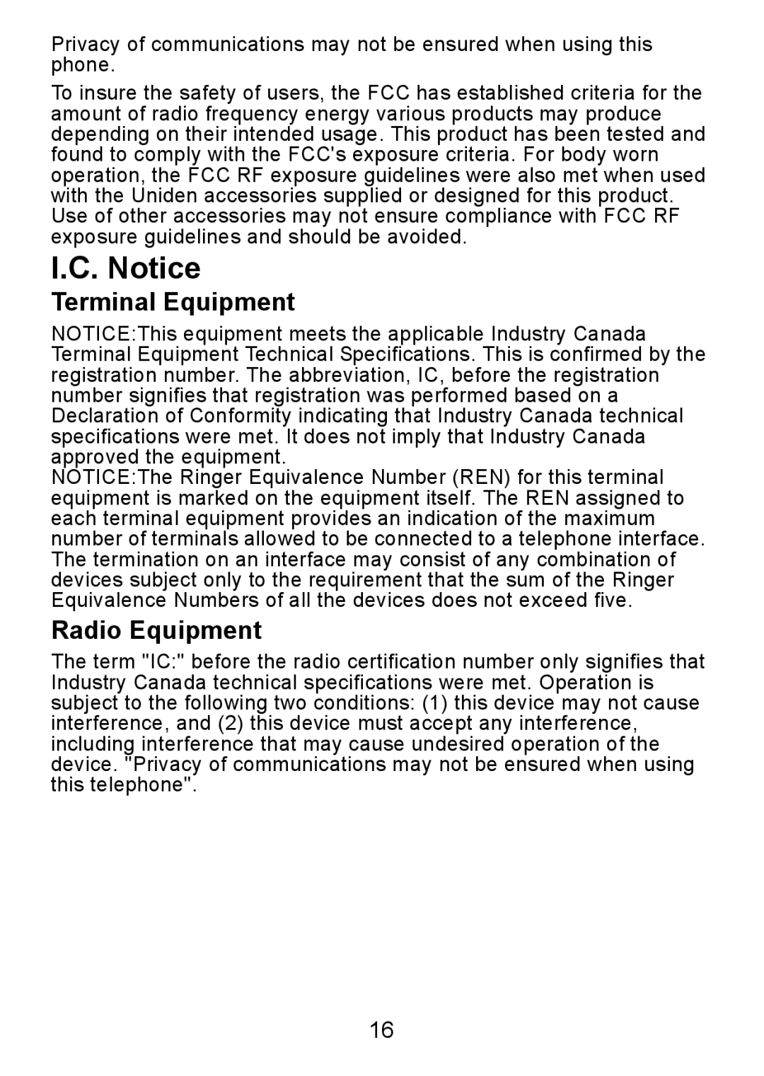 Uniden DCX730 Series manual Terminal Equipment Radio Equipment 