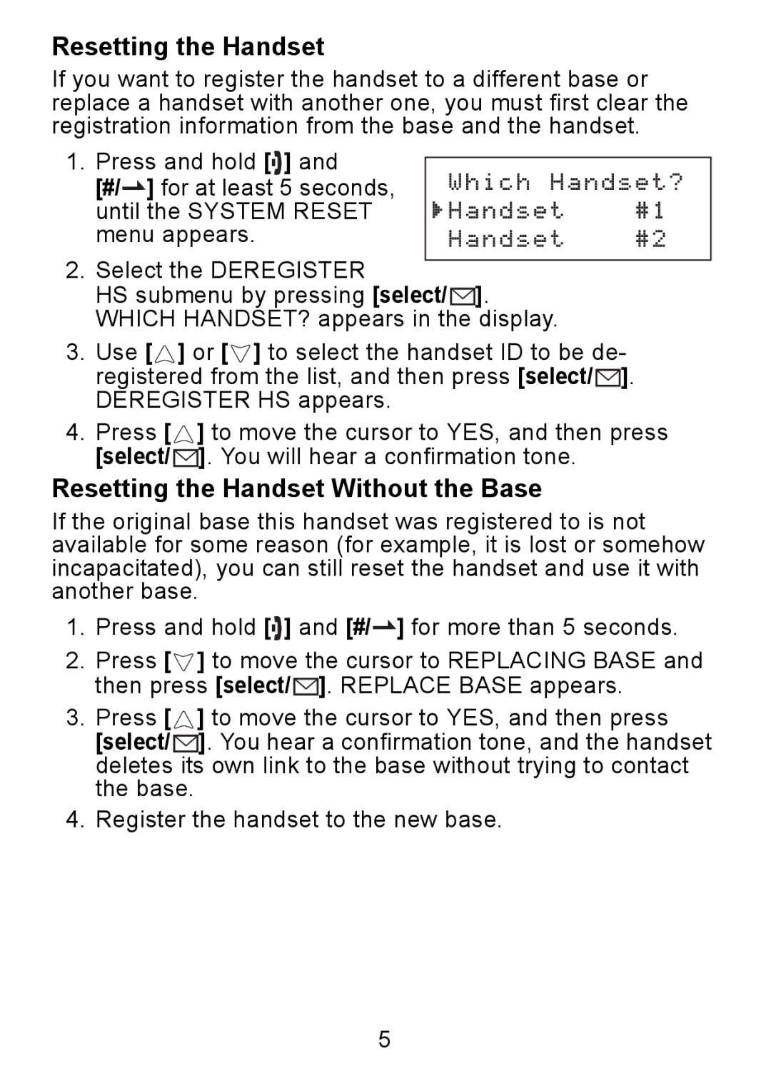 Uniden DCX730 Series manual Resetting the Handset Without the Base 