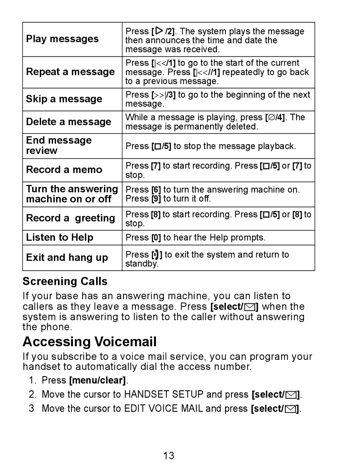 Uniden DCX750 manual Accessing Voicemail, Screening Calls 