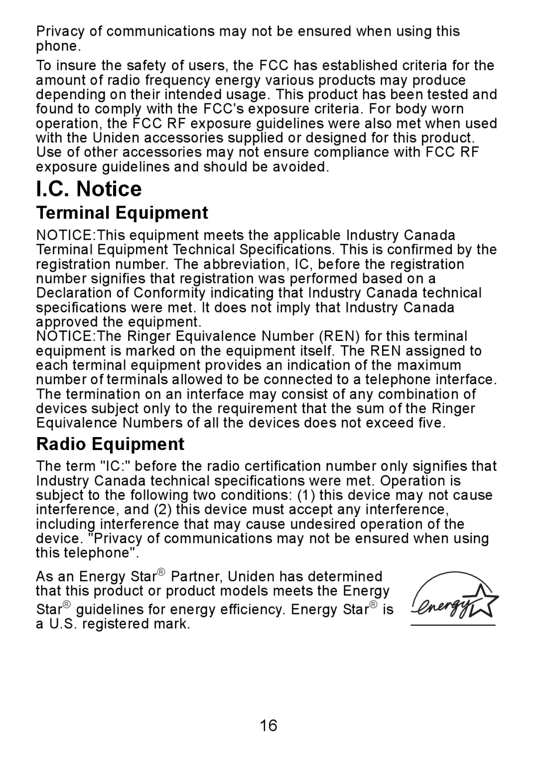 Uniden DCX750 manual Terminal Equipment Radio Equipment 