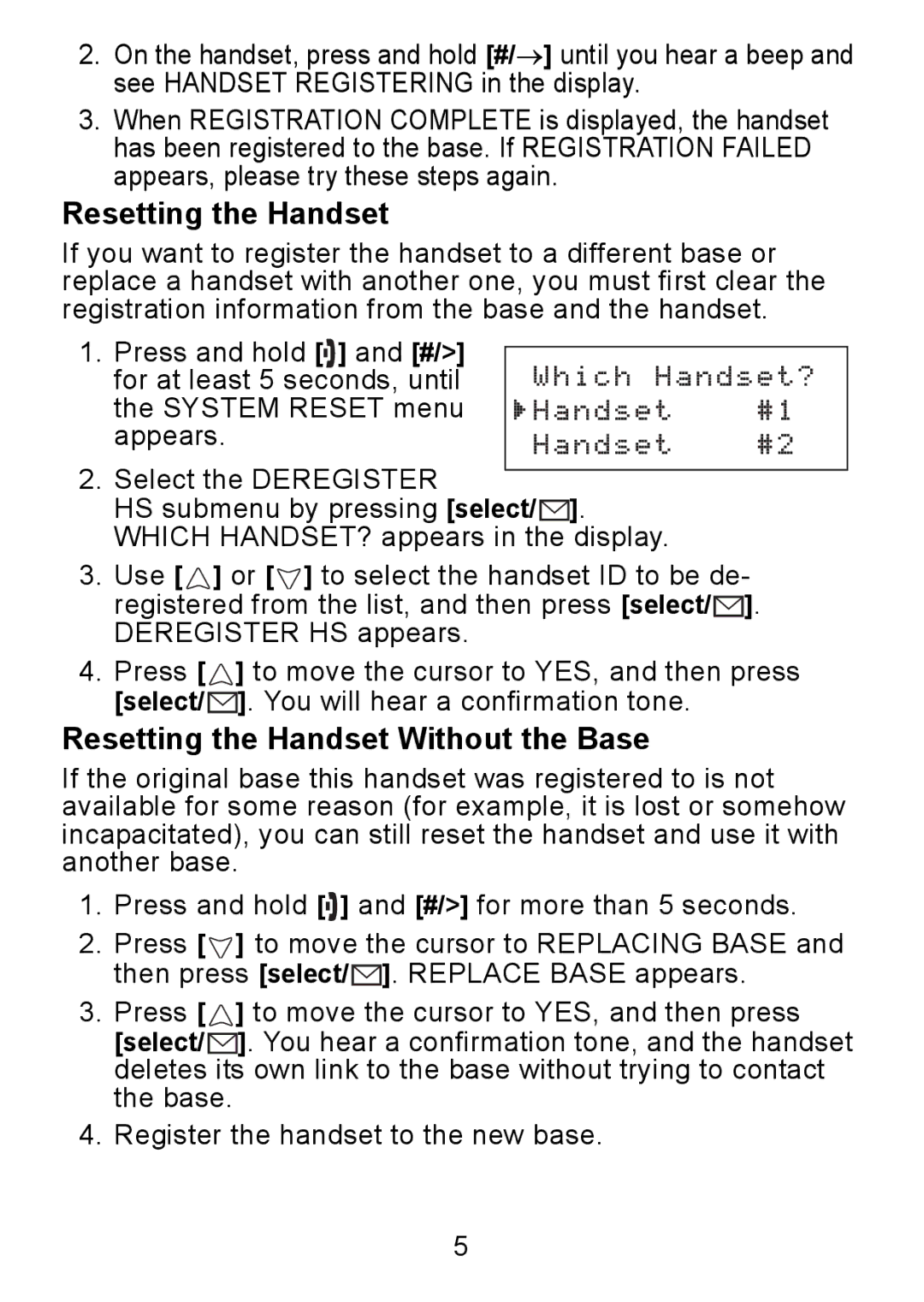 Uniden DCX750 manual Resetting the Handset Without the Base 