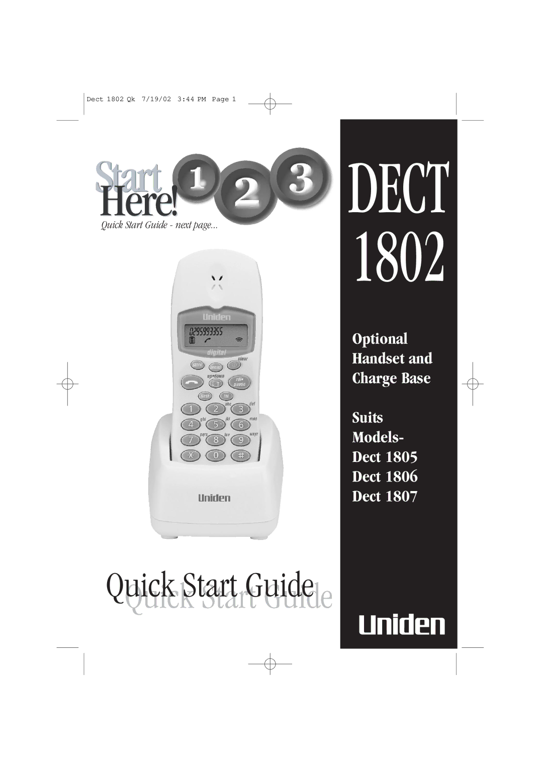 Uniden DECT 1806, DECT 1807 quick start Start 