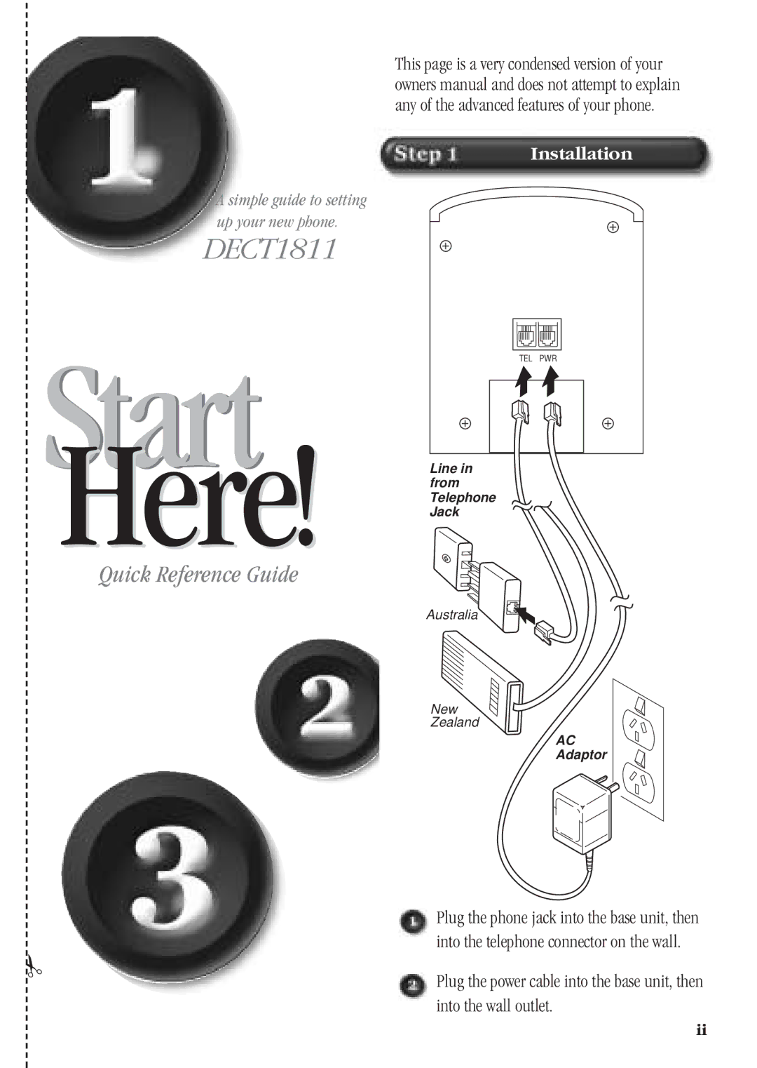 Uniden DECT 1811 manual Start 