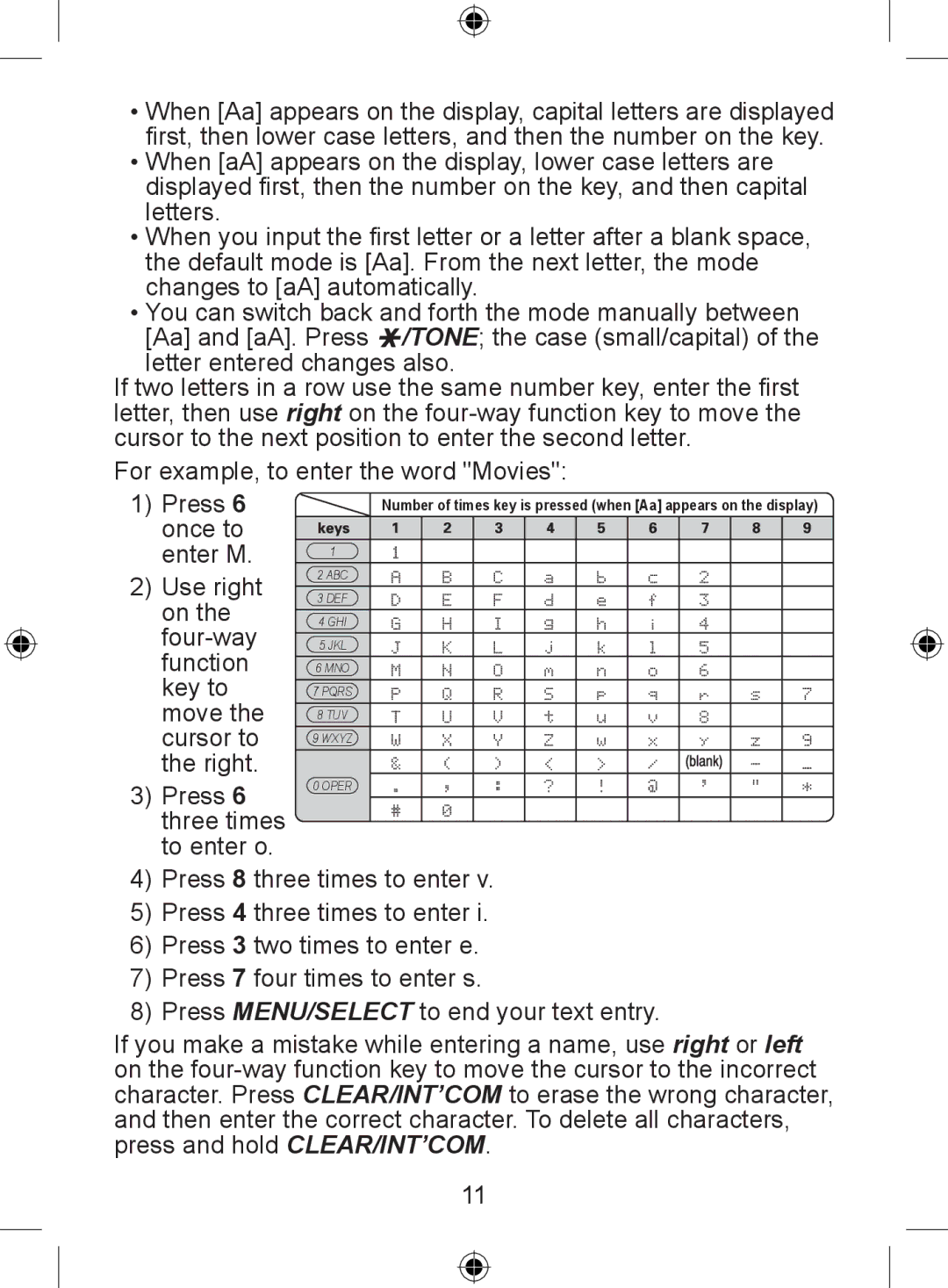 Uniden DECT 2015 Series, DECT 2005 Series, DECT 2035 Series manual 111Press 6 once to enter M 