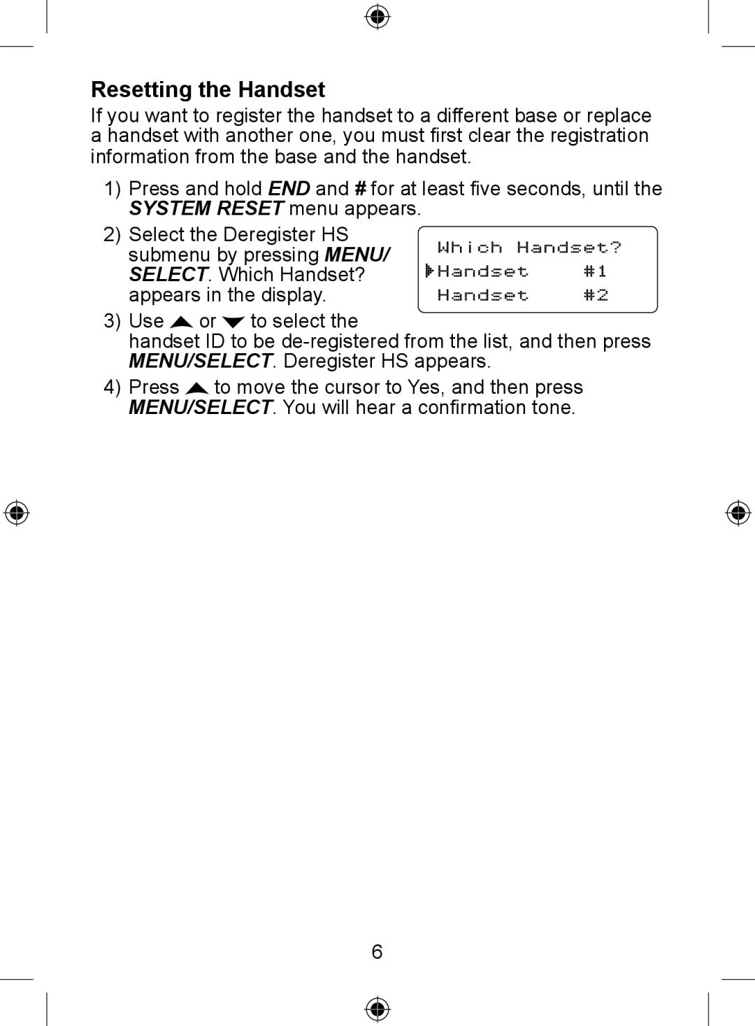 Uniden DECT 2005 Series, DECT 2015 Series, DECT 2035 Series manual Resetting the Handset 