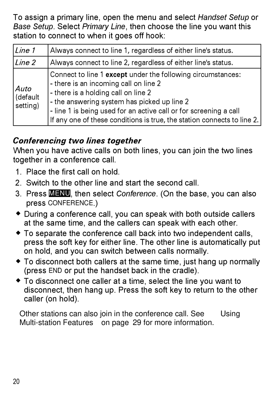 Uniden DECT 4096, DECT4096 Series manual Conferencing two lines together 