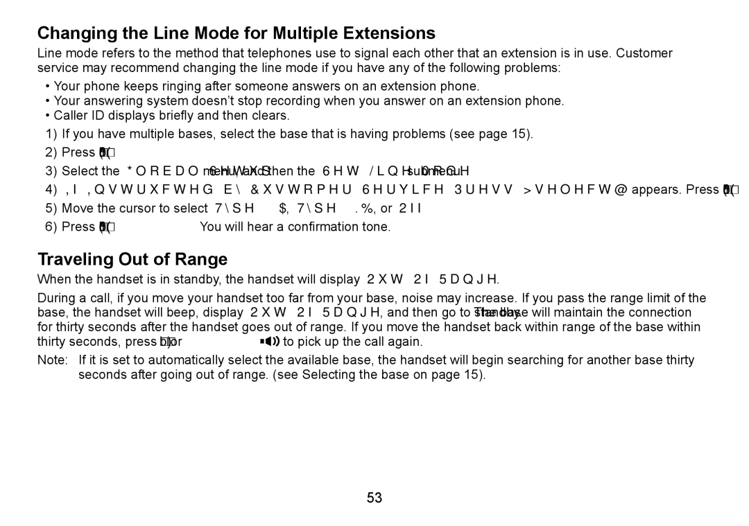 Uniden DECT1560 manual Changing the Line Mode for Multiple Extensions, Traveling Out of Range 