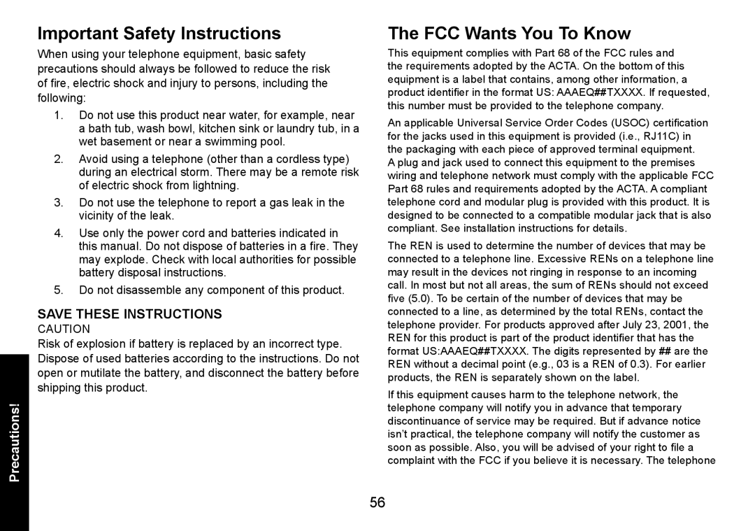 Uniden DECT1560 manual Important Safety Instructions, FCC Wants You To Know 