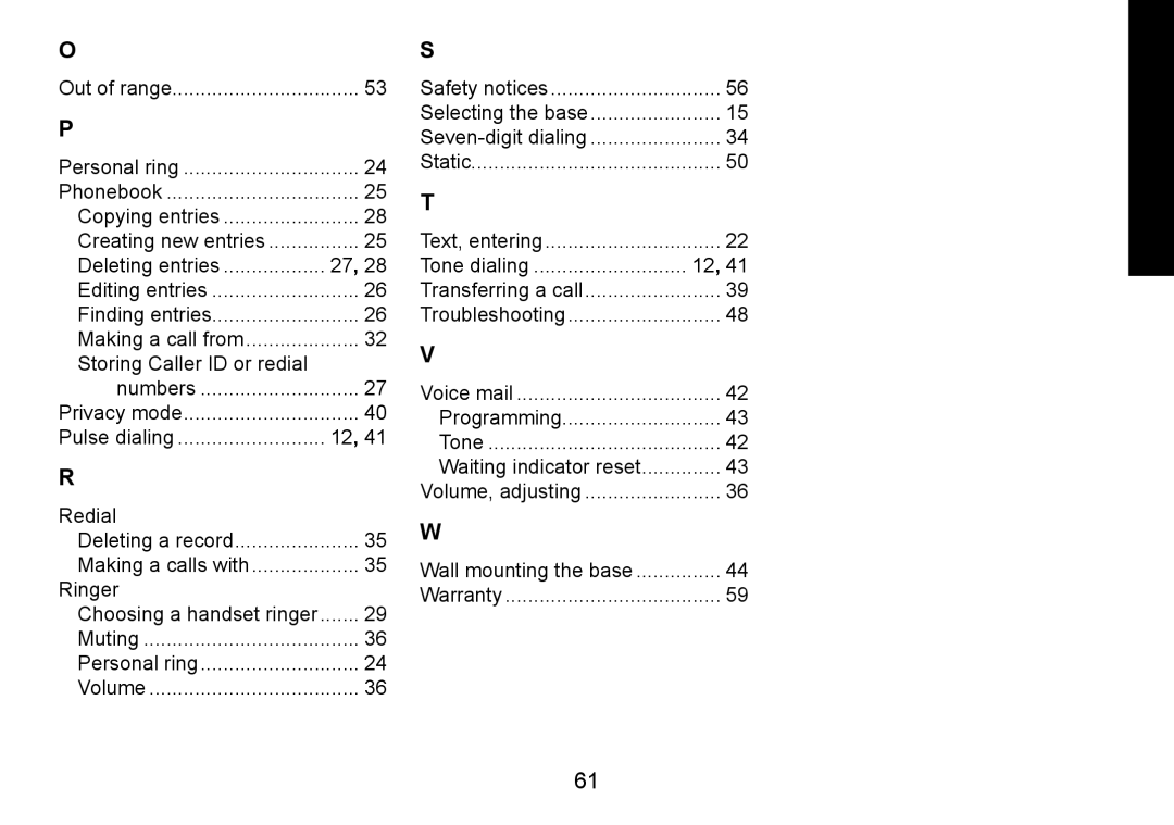 Uniden DECT1560 manual Deleting entries 