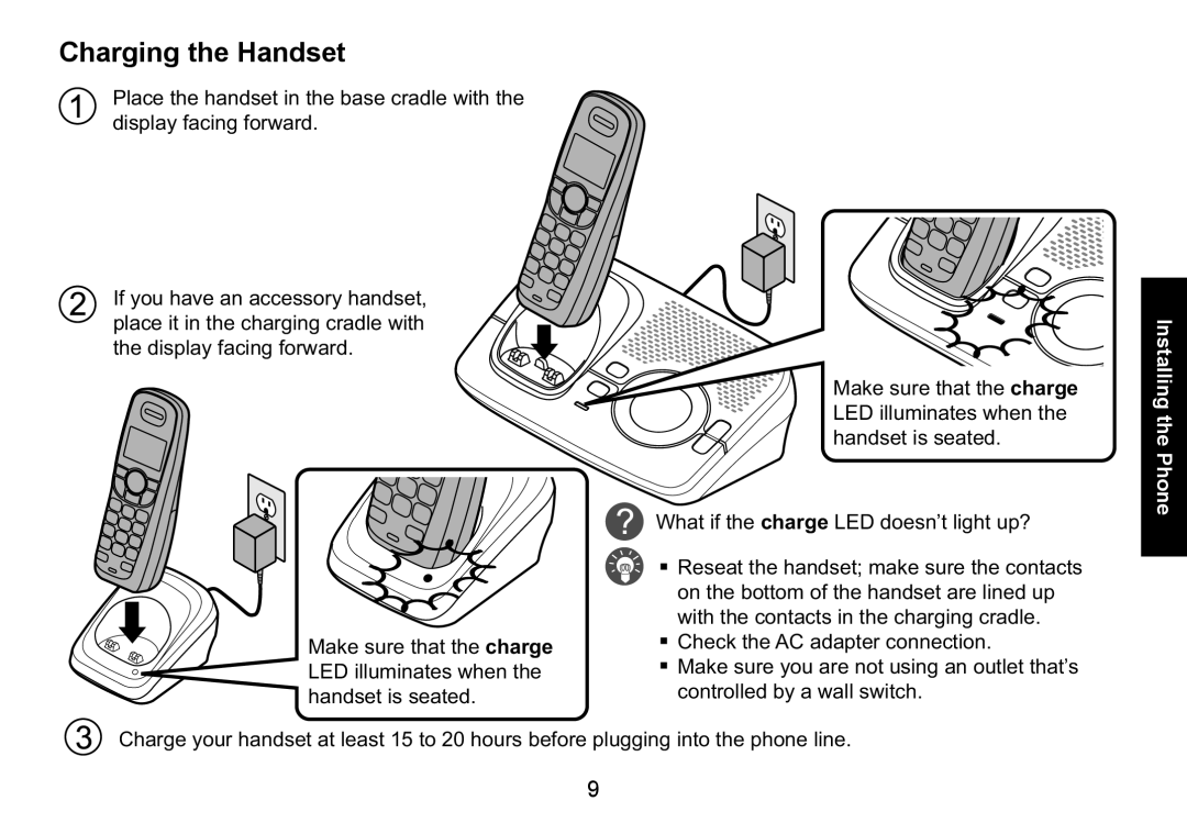 Uniden DECT1580 Series manual Charging the Handset 