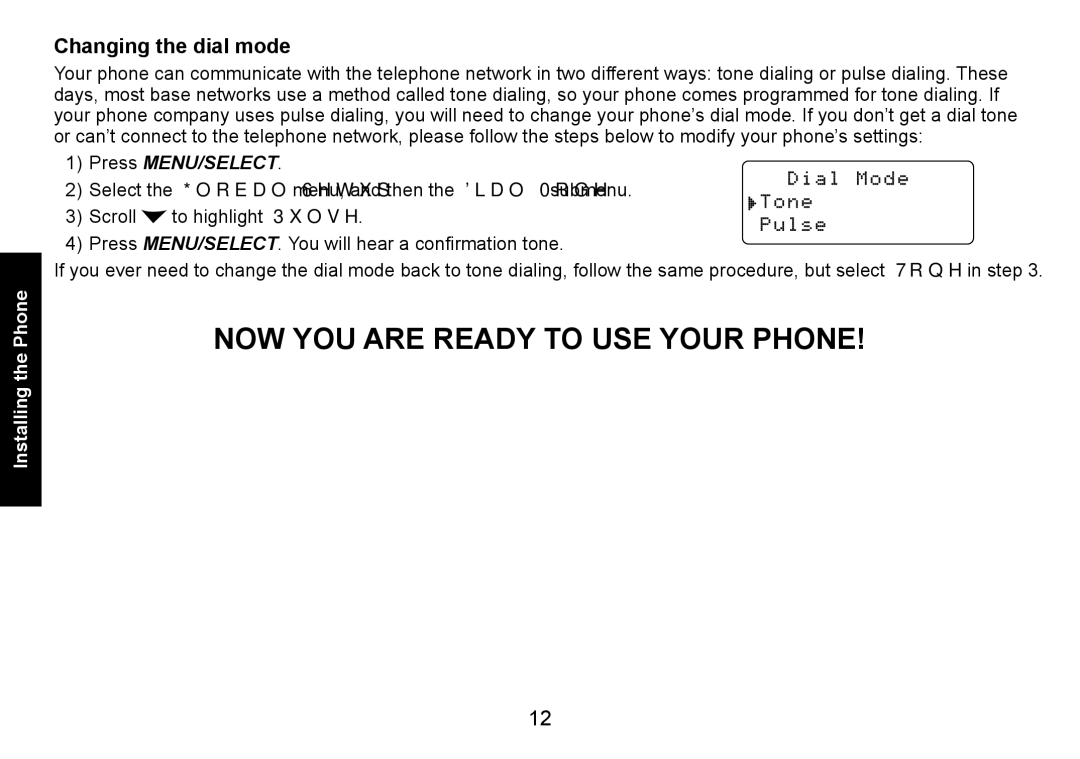 Uniden DECT1588-3 manual Changing the dial mode, Press MENU/SELECT 