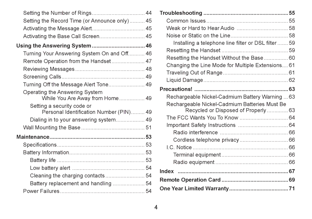 Uniden DECT1588-3 manual Using the Answering System, Maintenance, Troubleshooting, Precautions 