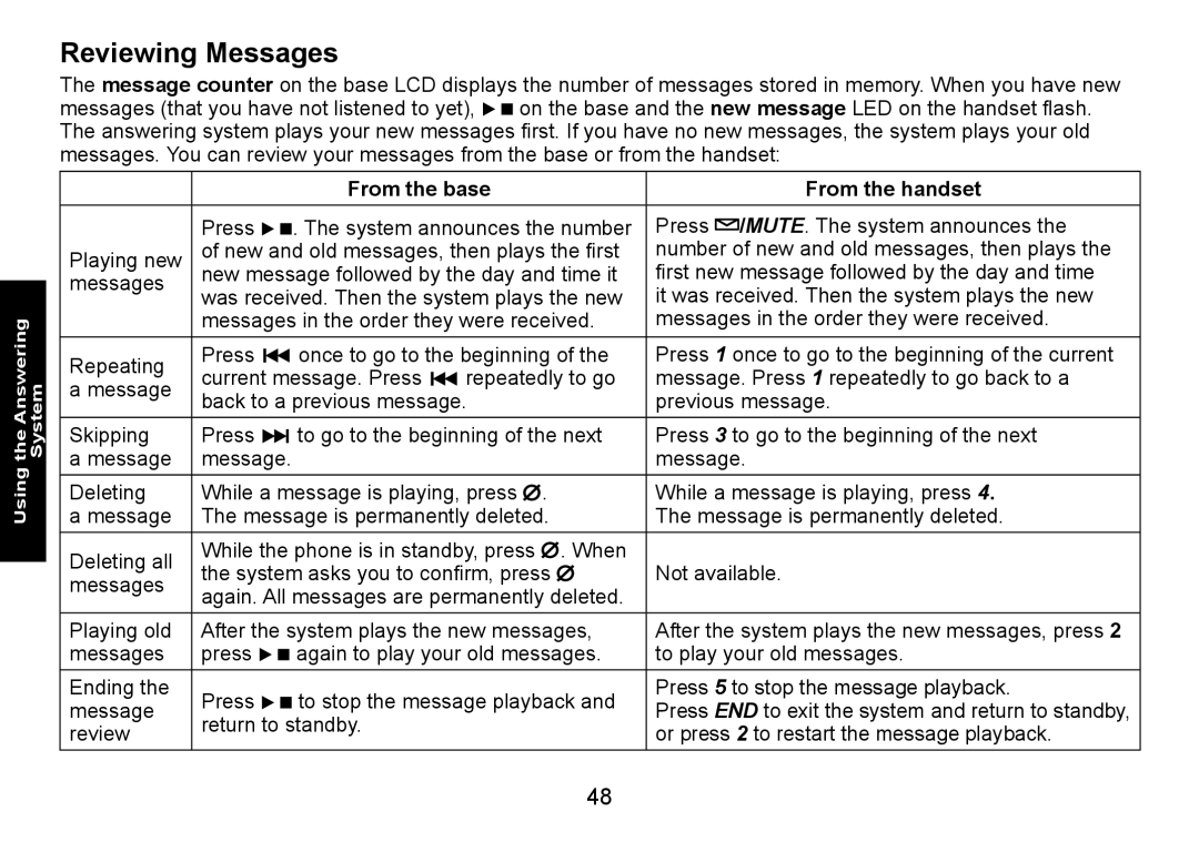 Uniden DECT1588-3 manual Reviewing Messages 