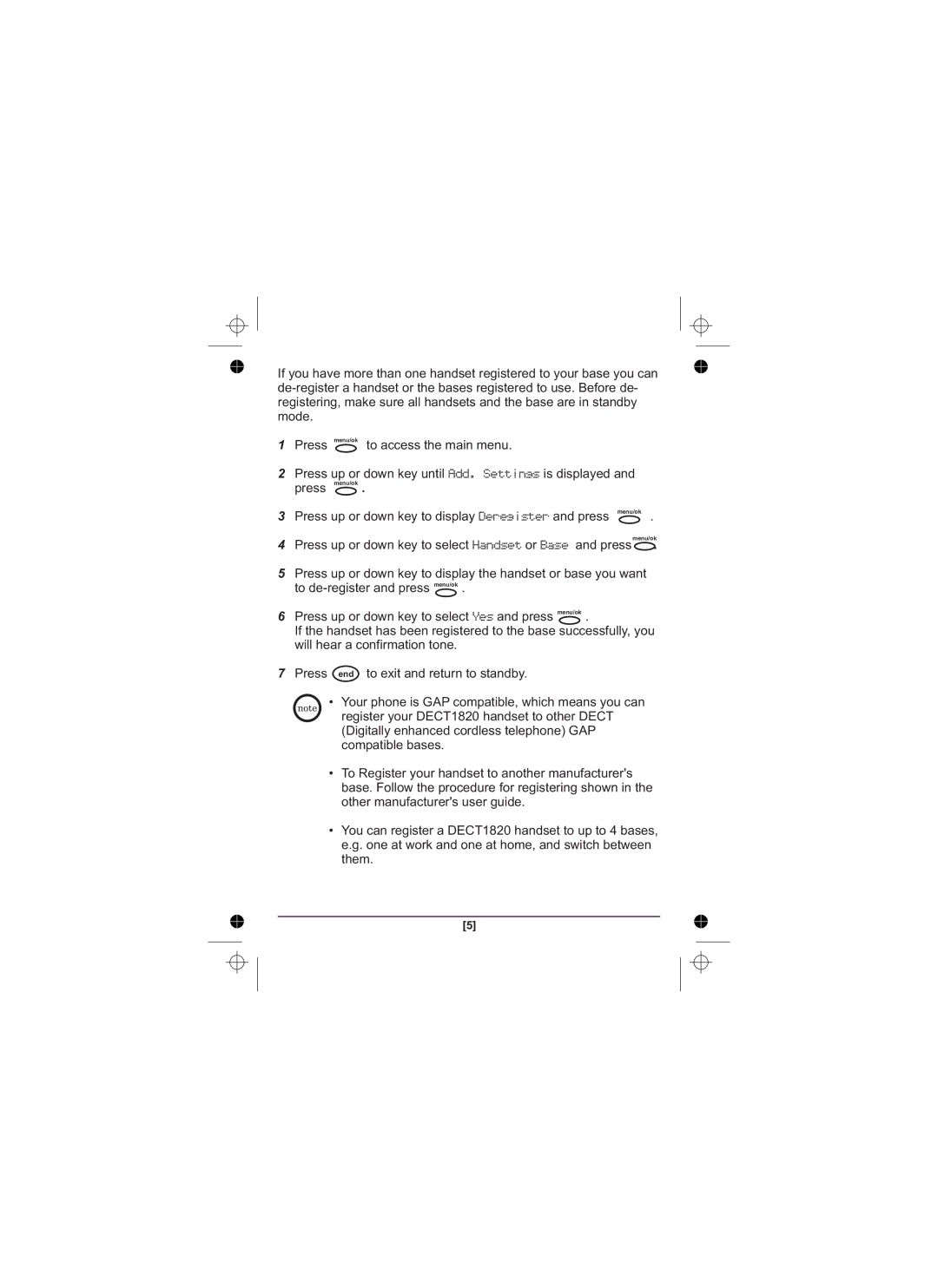 Uniden owner manual Register your DECT1820 handset to other Dect 