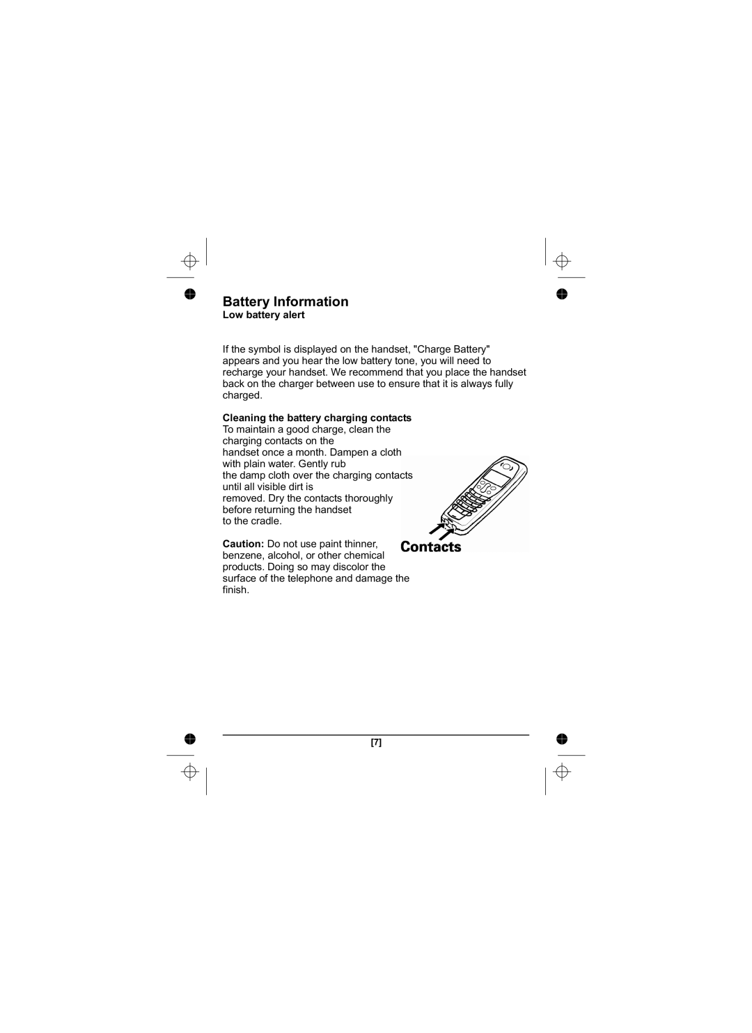 Uniden DECT1820 owner manual Battery Information, Low battery alert 