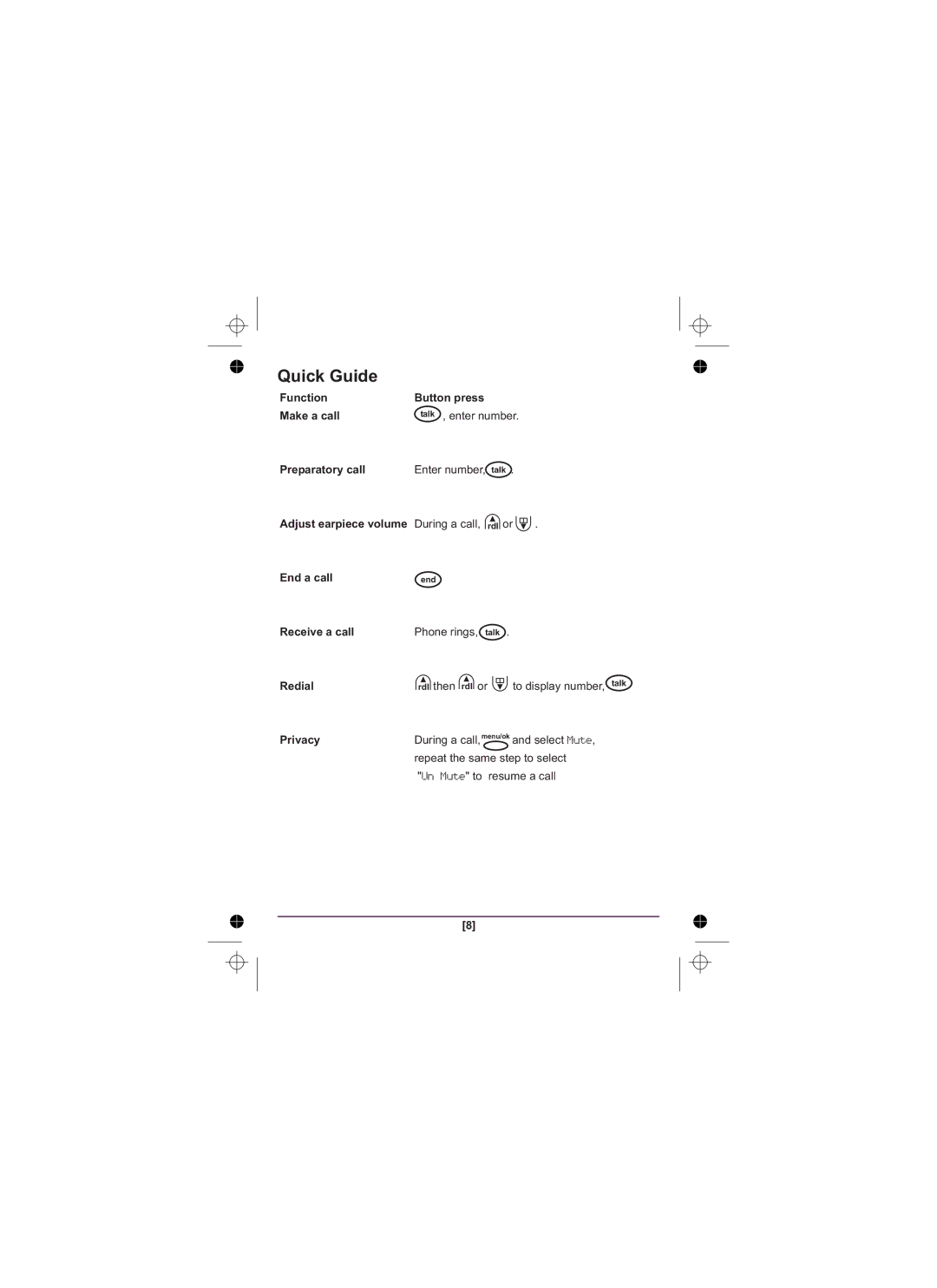 Uniden DECT1820 owner manual Quick Guide, Privacy 