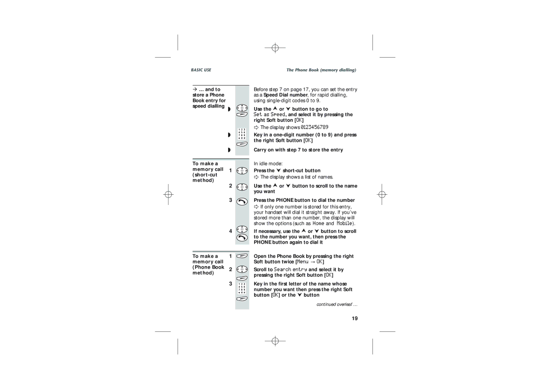 Uniden DECT1915+1 manual Idle mode, Press the short-cut button, Display shows a list of names 