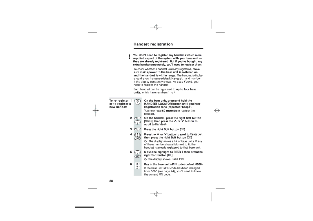 Uniden DECT1915+1 manual Handset registration 