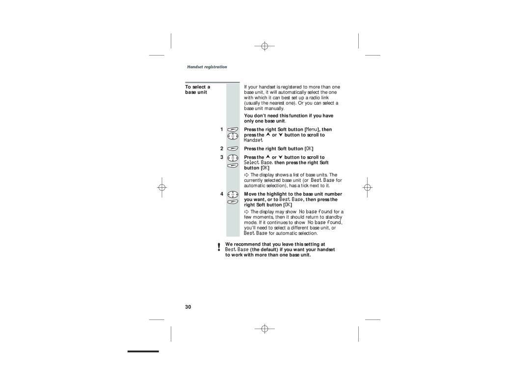 Uniden DECT1915+1 To select a, With which it can best set up a radio link, Base unit manually, Only one base unit 