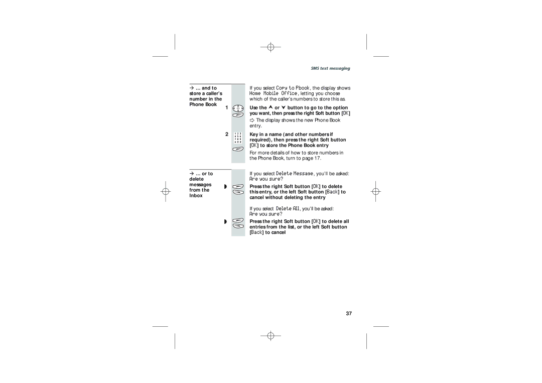 Uniden DECT1915+1 manual … or to delete Messages from the Inbox, Display shows the new Phone Book entry 