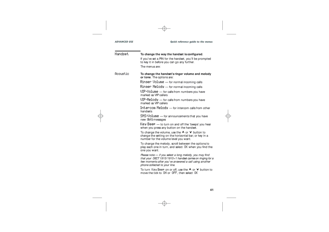 Uniden DECT1915+1 manual To change the way the handset is configured 