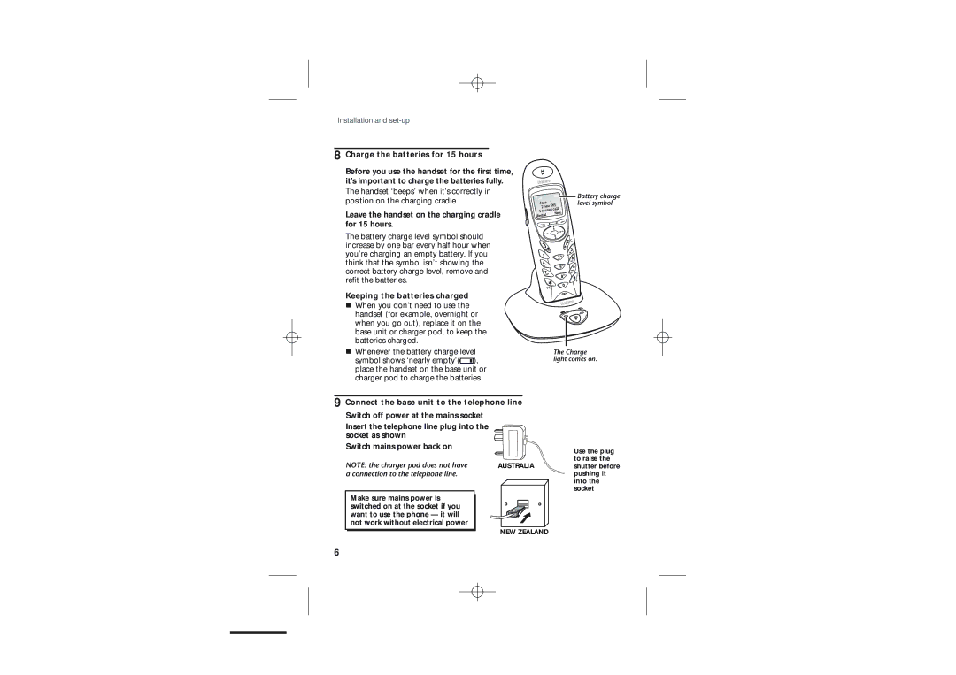 Uniden DECT1915+1 manual Connection to the telephone line 