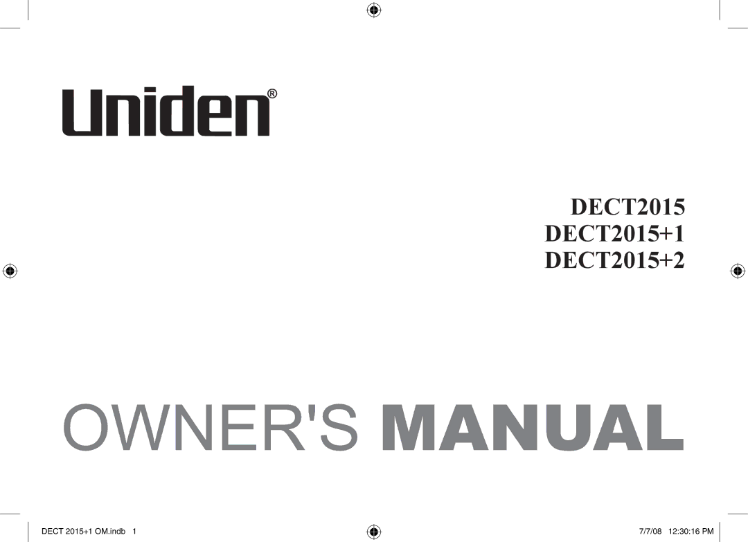 Uniden manual DECT2015 DECT2015+1 DECT2015+2 