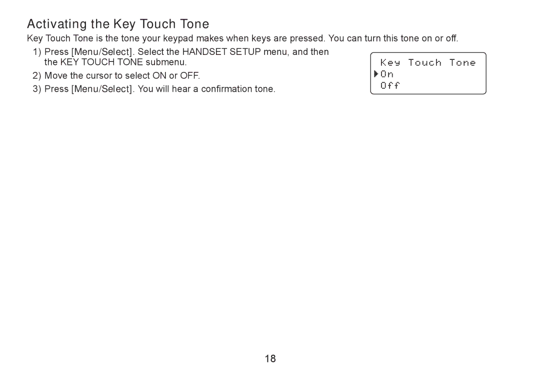 Uniden DECT2060 manual Activating the Key Touch Tone 