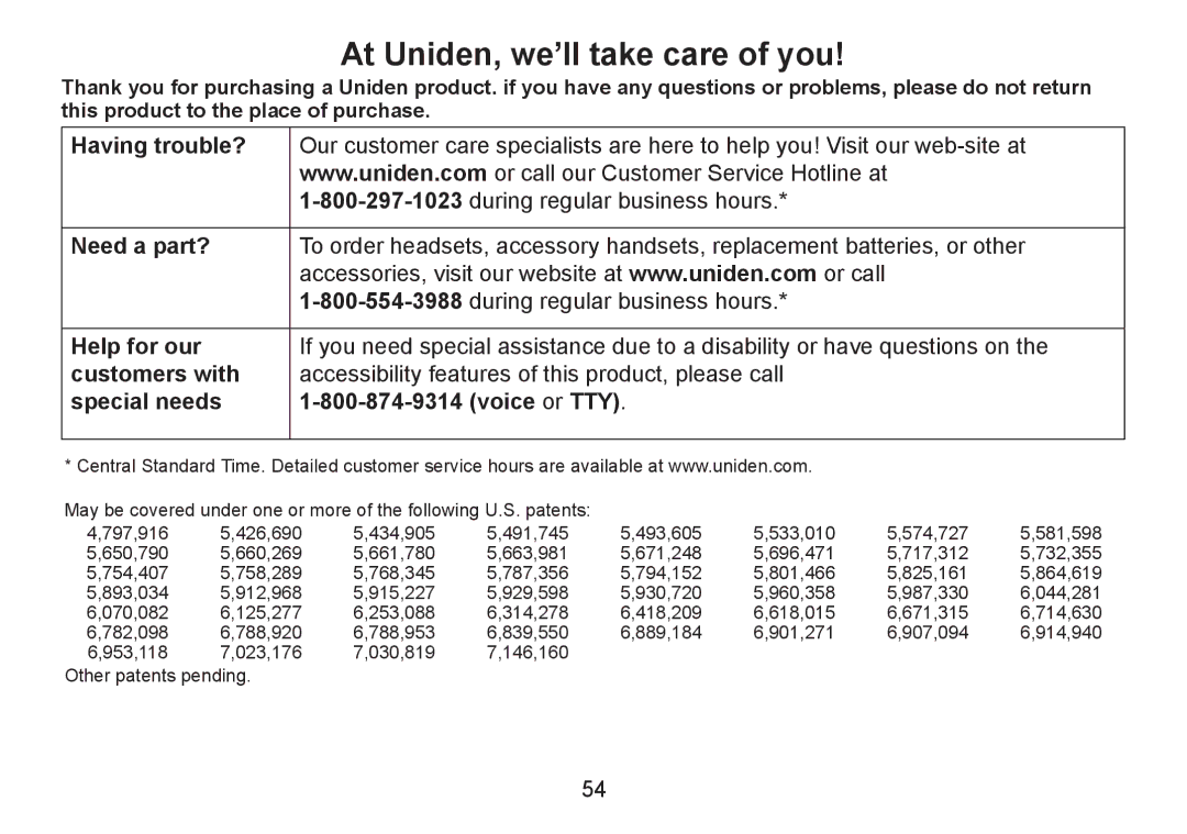 Uniden DECT2060 manual At Uniden, we’ll take care of you 