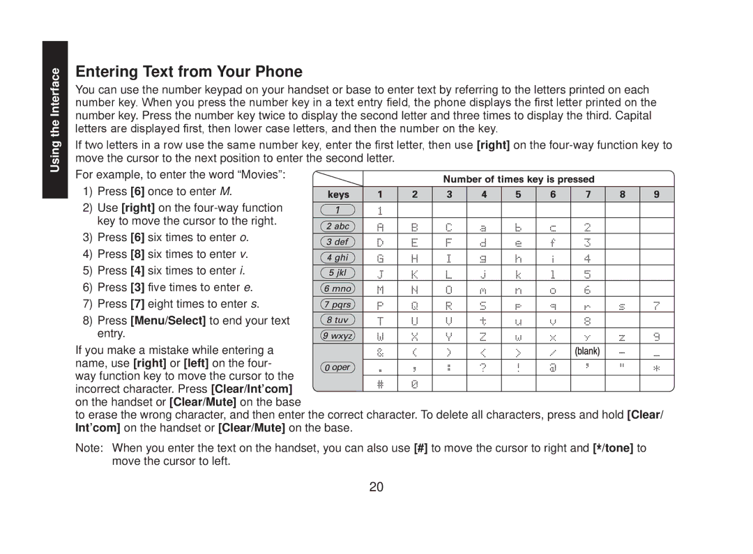 Uniden DECT2085-4WX manual Entering Text from Your Phone 