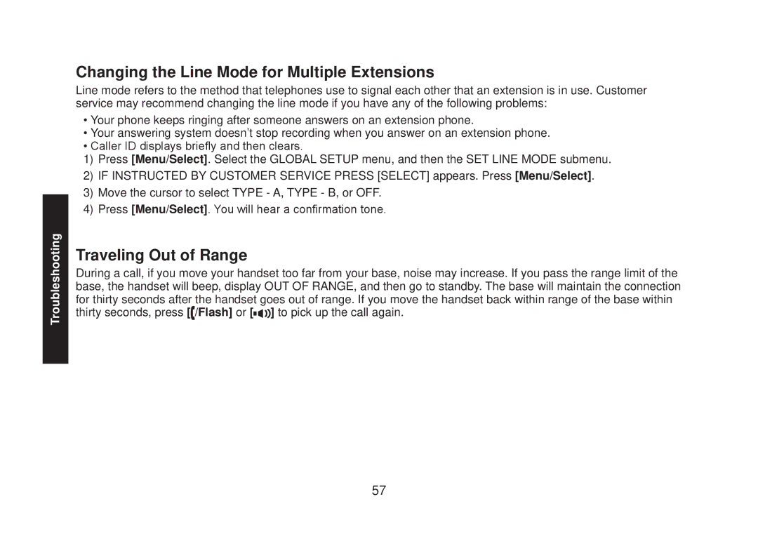 Uniden DECT2085-4WX manual Changing the Line Mode for Multiple Extensions, Traveling Out of Range 