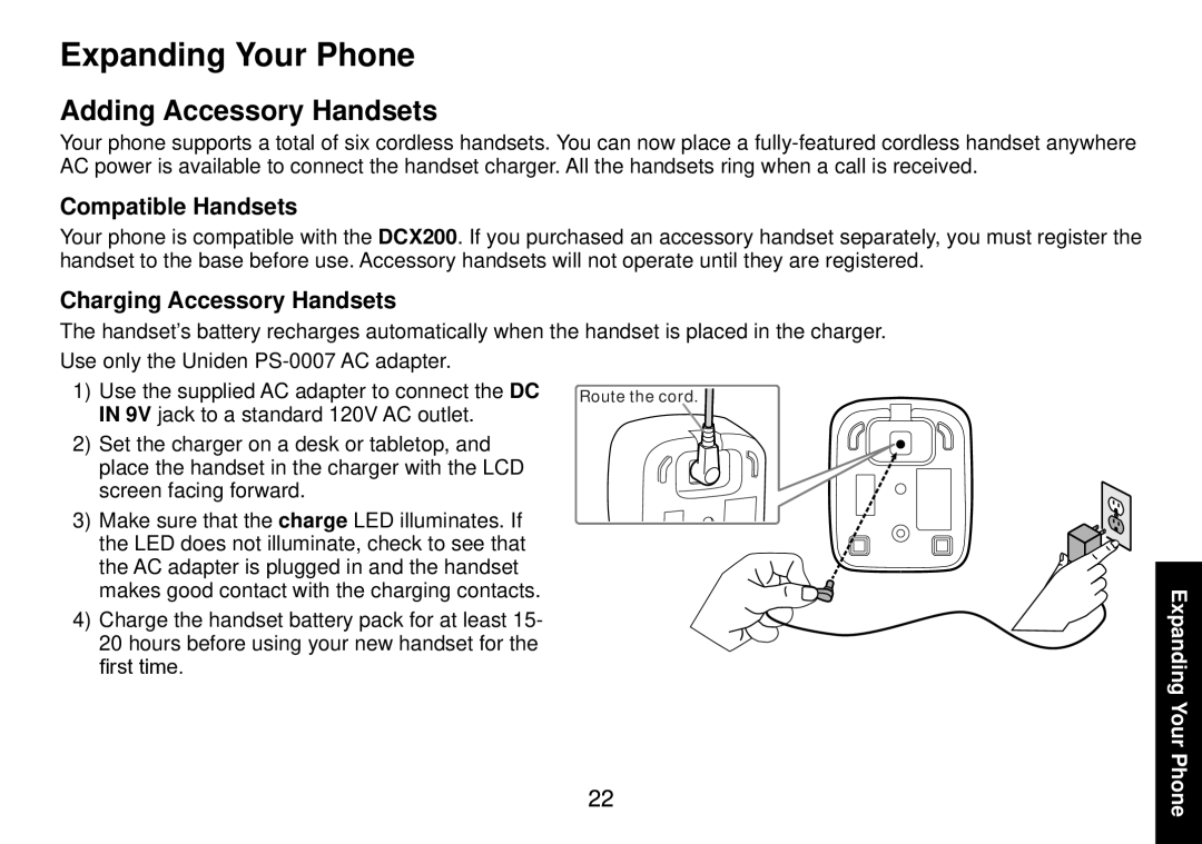 Uniden DECT2085 manual Expanding Your Phone, Adding Accessory Handsets, Compatible Handsets, Charging Accessory Handsets 