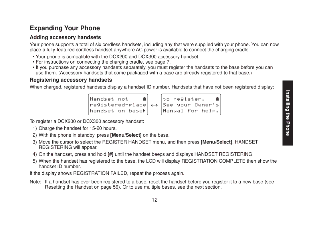 Uniden DECT2088 Series manual Expanding Your Phone, Adding accessory handsets, Registering accessory handsets 