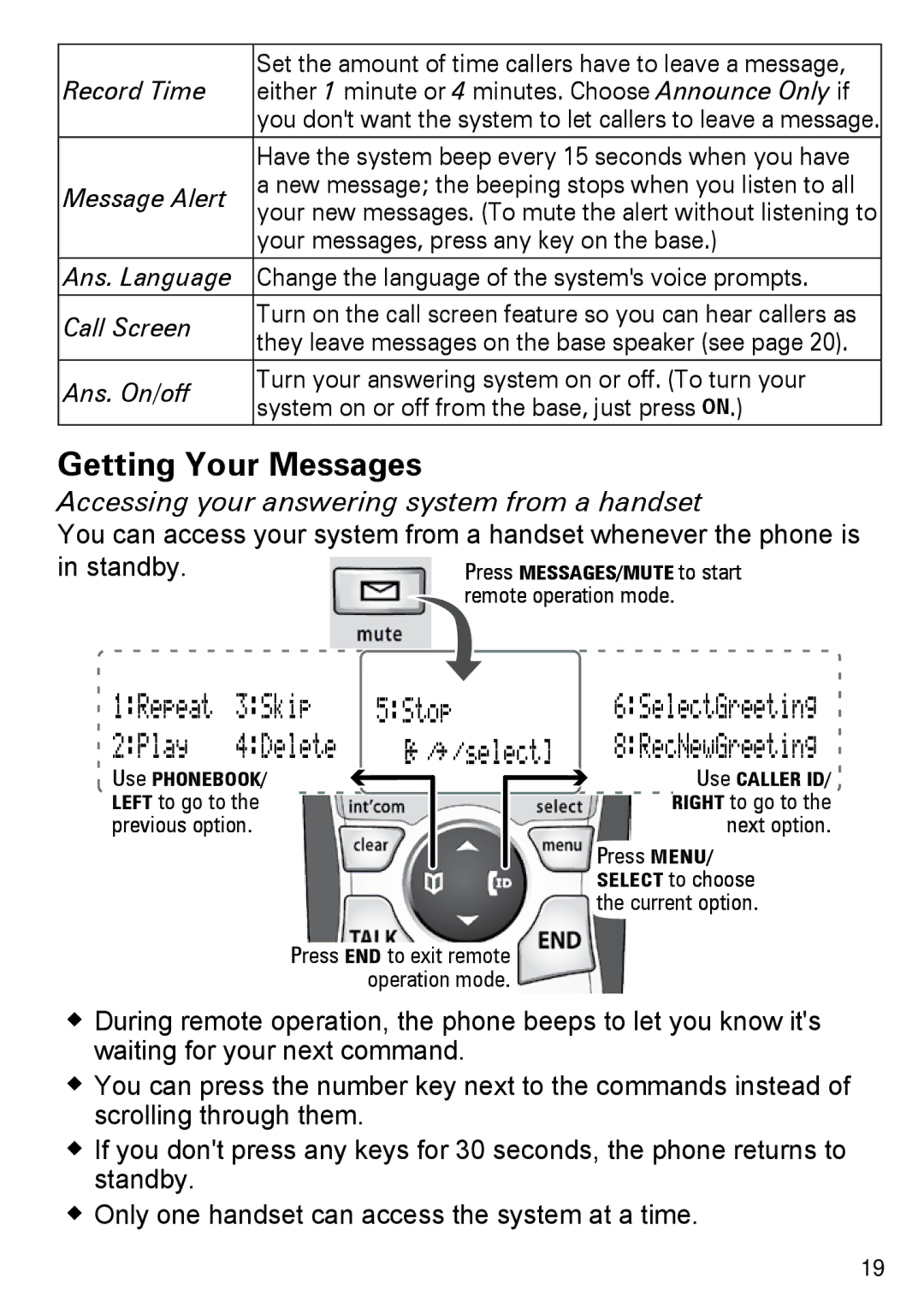 Uniden DECT2180 Series manual Getting Your Messages, Accessing your answering system from a handset 