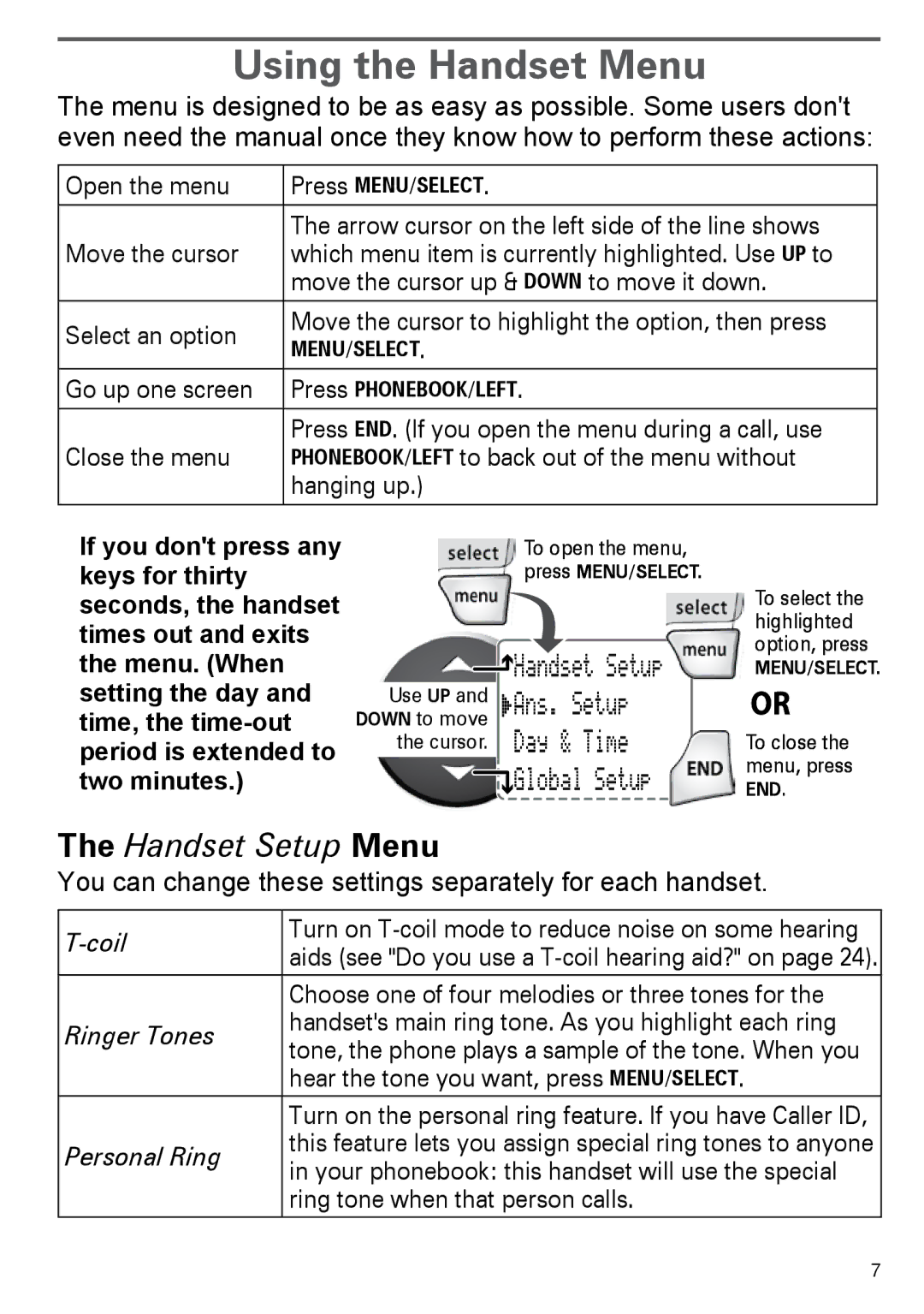 Uniden DECT2180 Series manual Using the Handset Menu 