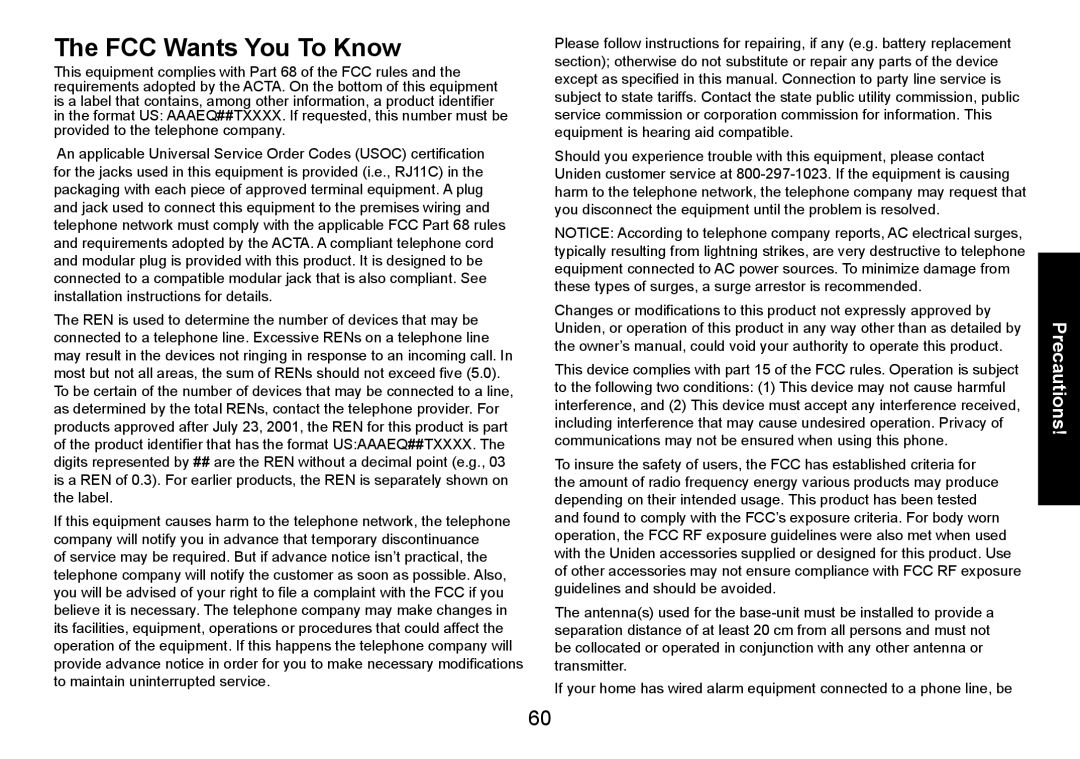 Uniden DECT3080 manual FCC Wants You To Know 