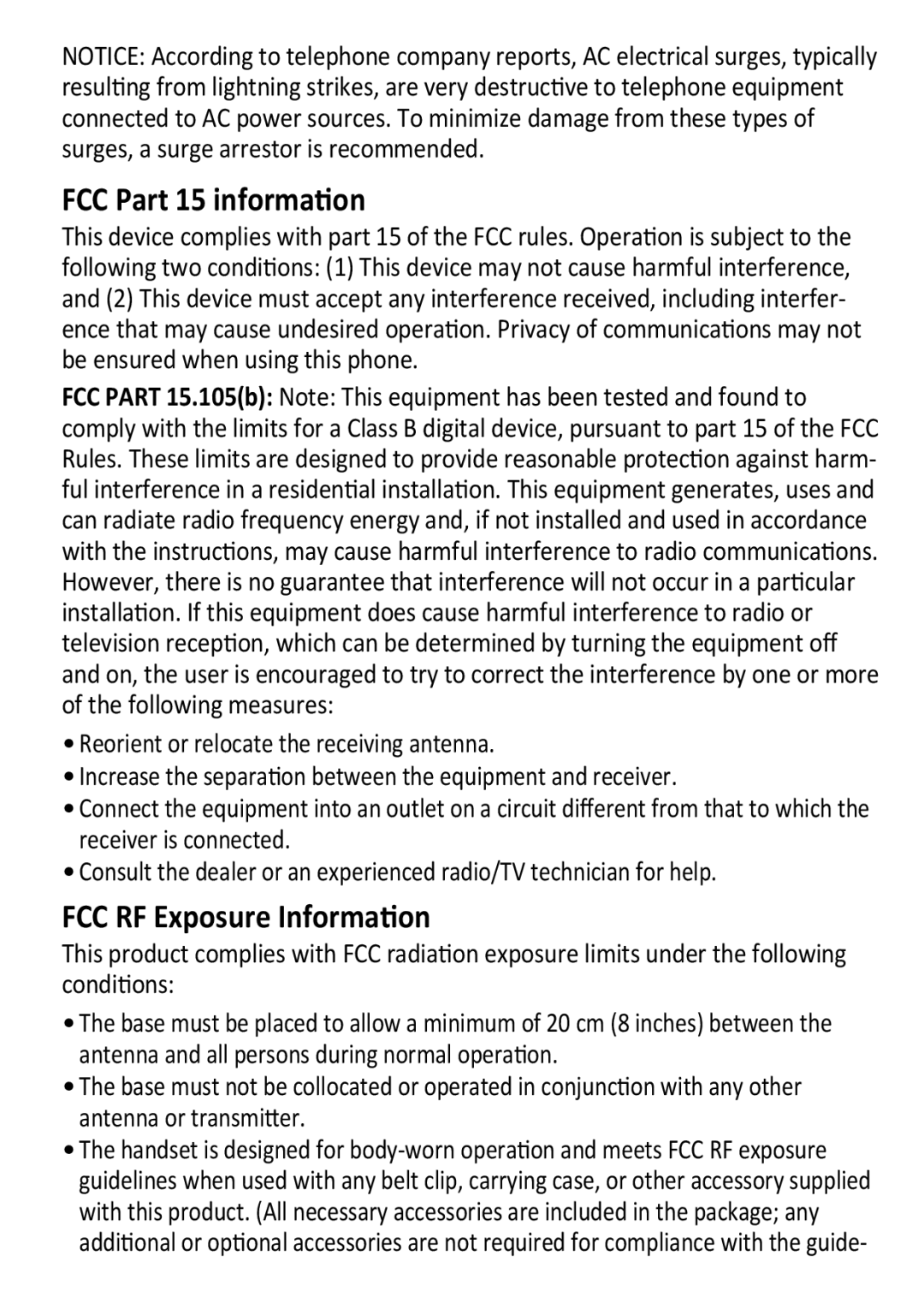 Uniden DECT3181 manual FCC Part 15 information 