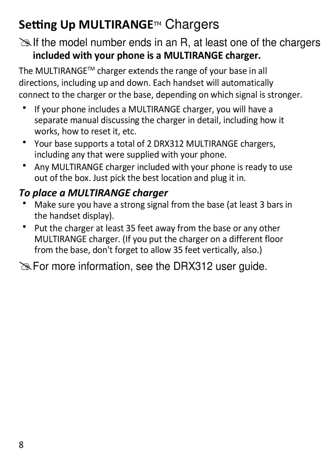 Uniden DECT3181 manual Setting Up Multirangetm Chargers, To place a Multirange charger 