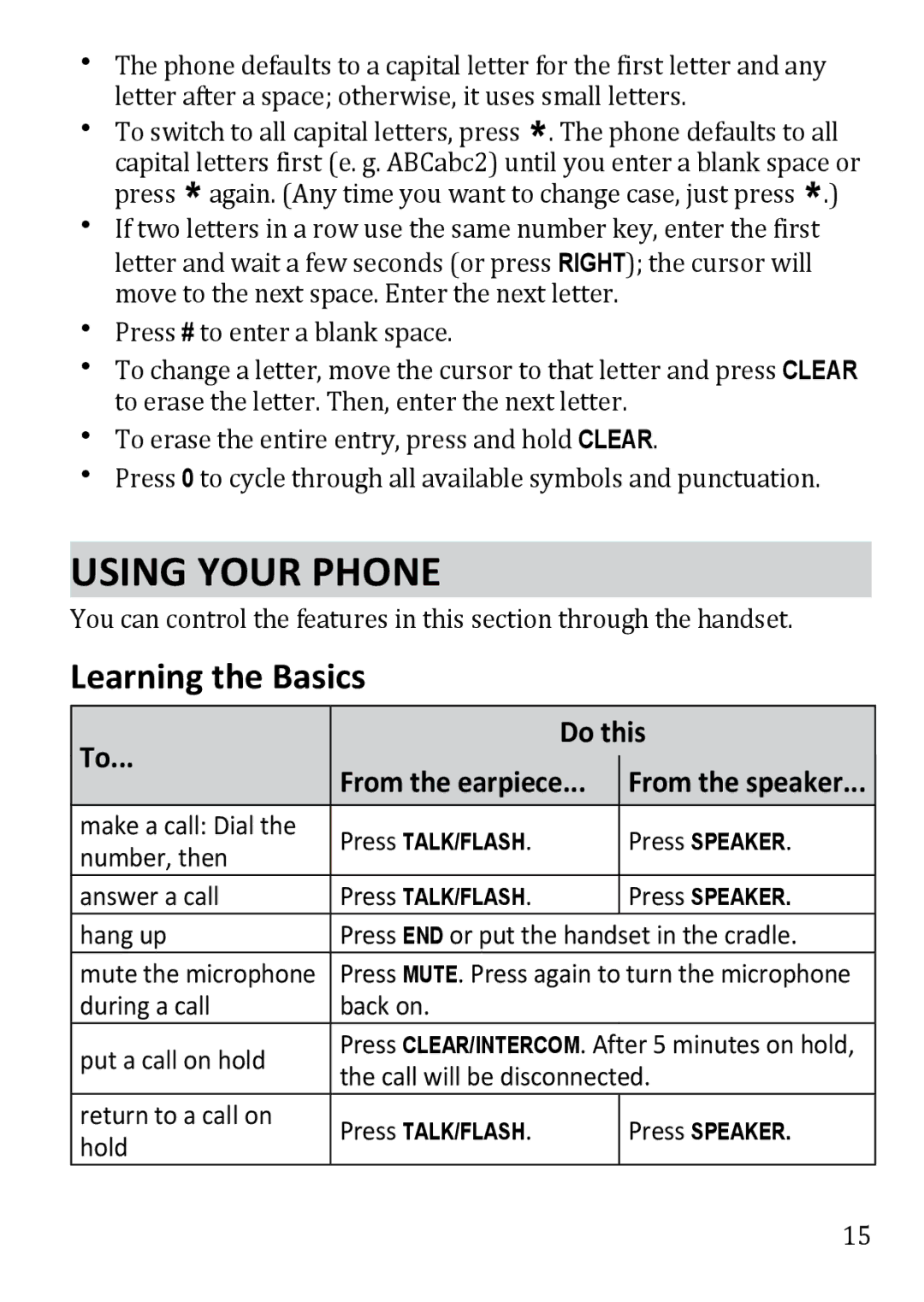 Uniden DECT3380 manual Using Your Phone, Learning the Basics, Do this, From the earpiece From the speaker 