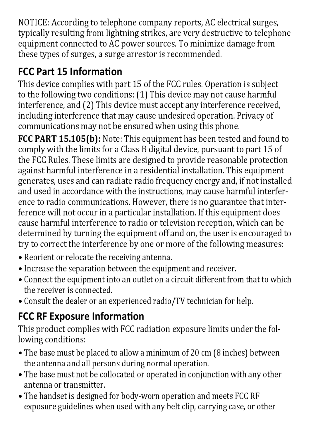 Uniden DECT3380 manual FCC Part 15 Information 