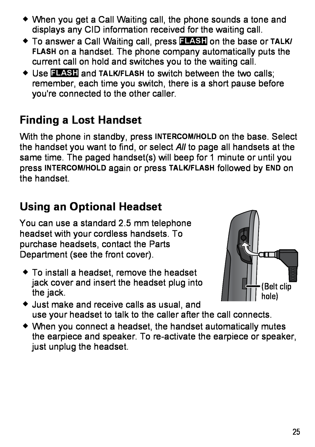 Uniden DECT4086-2, DECT4086-4, DECT4086-3, DECT4086-5, DECT4086-6 manual Finding a Lost Handset, Using an Optional Headset 