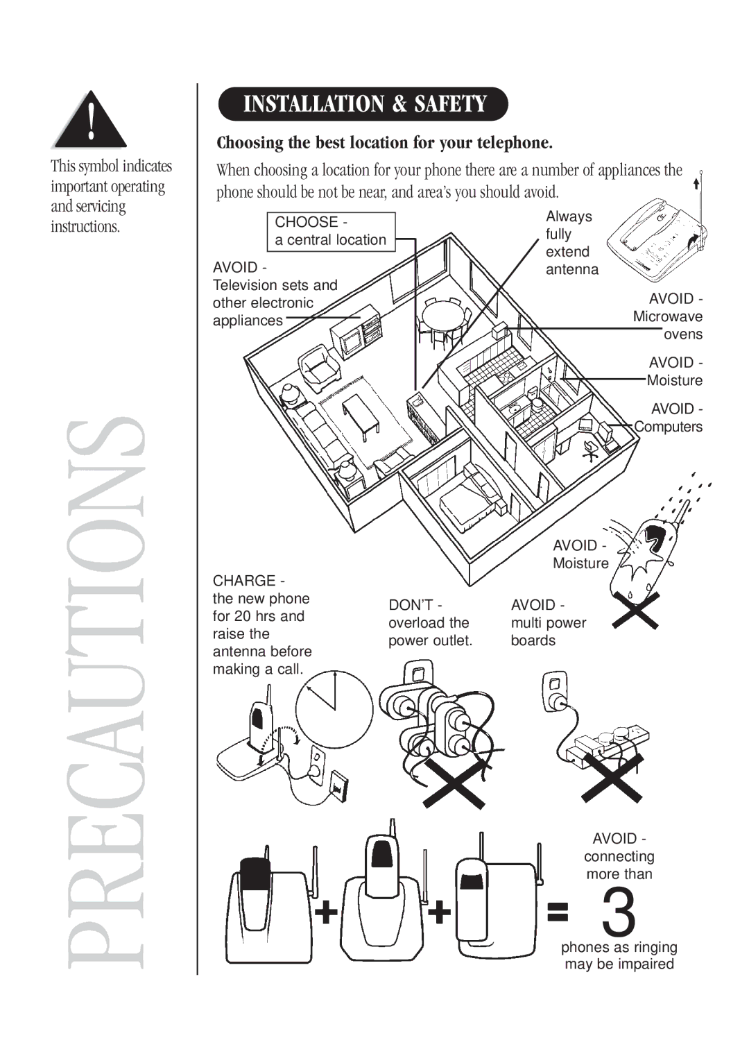 Uniden DG72 quick start Installation & Safety, Choosing the best location for your telephone, Instructions 